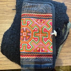 Vintage Thai Embroidery Hemp woman’s wallet clutch